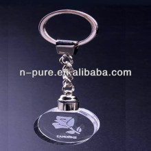 Flower Laser Engraved 3D Crystal Keychain