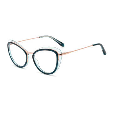 New White Color Cat Eye Shape Metal Temple Optical Frame