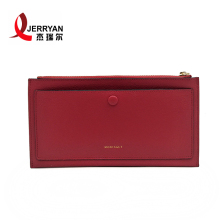 Genuine Leather Zip Around Wallet with Cute Hanging
