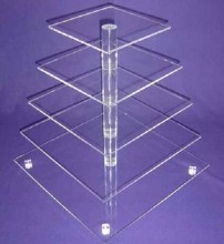 5 Tier Square Maypole Acrylic Cupcake Stand