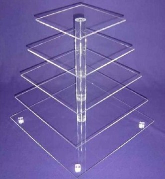 5 Tier Square Maypole Acrylic Cupcake Stand