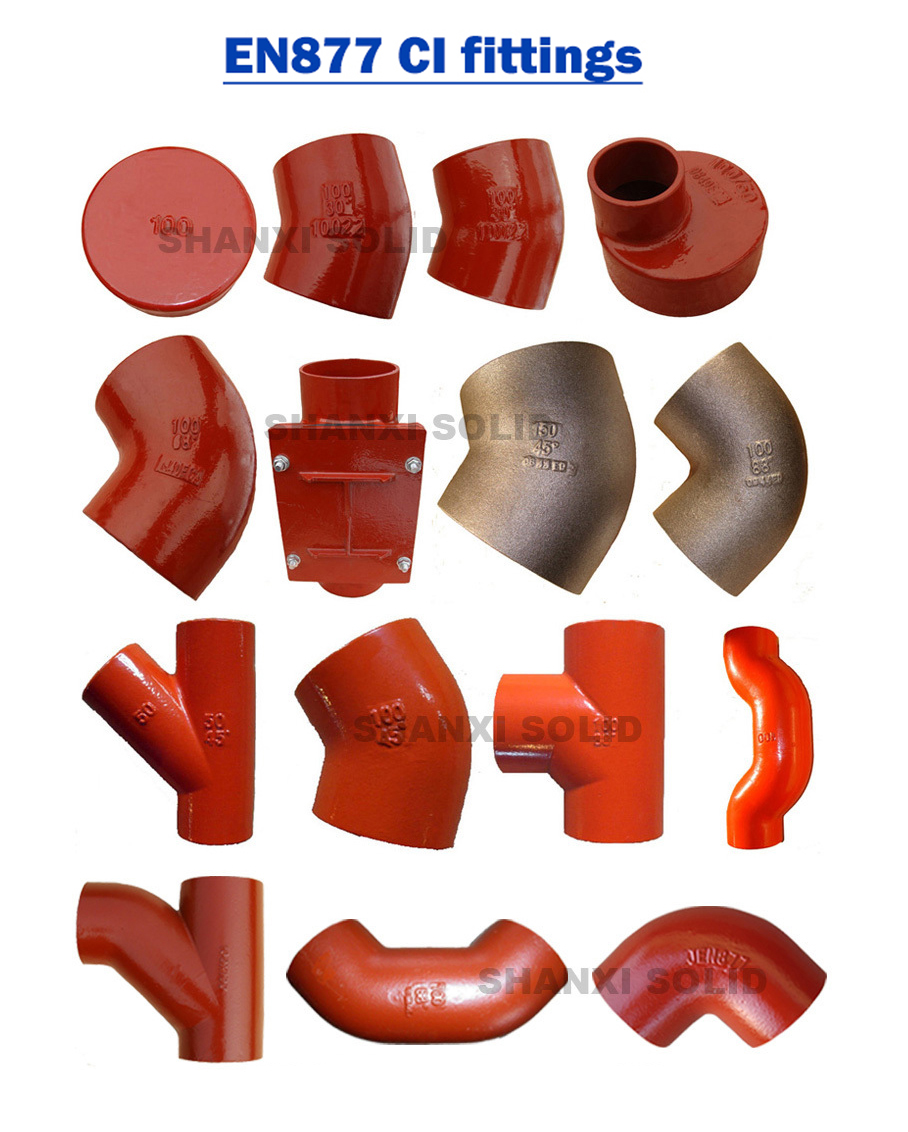 EN877 Standard SML Red Epoxy Coated Cast Iron Pipe Fittings