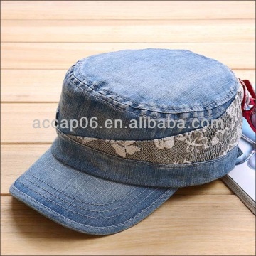 denim navy captain army cap with lace