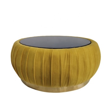 Modern Yellow Durable Round Ottoman Stool