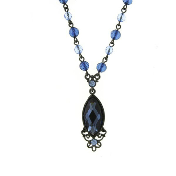 Eye-shaped crystals pendant necklace gun black plating