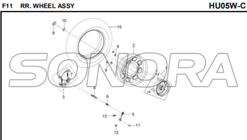 F11 RR. WHEEL ASSY per HU05W-C MIO 50 Parte di ricambio di alta qualità