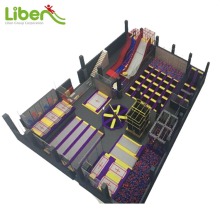 Indoor trampoline park with wipeout