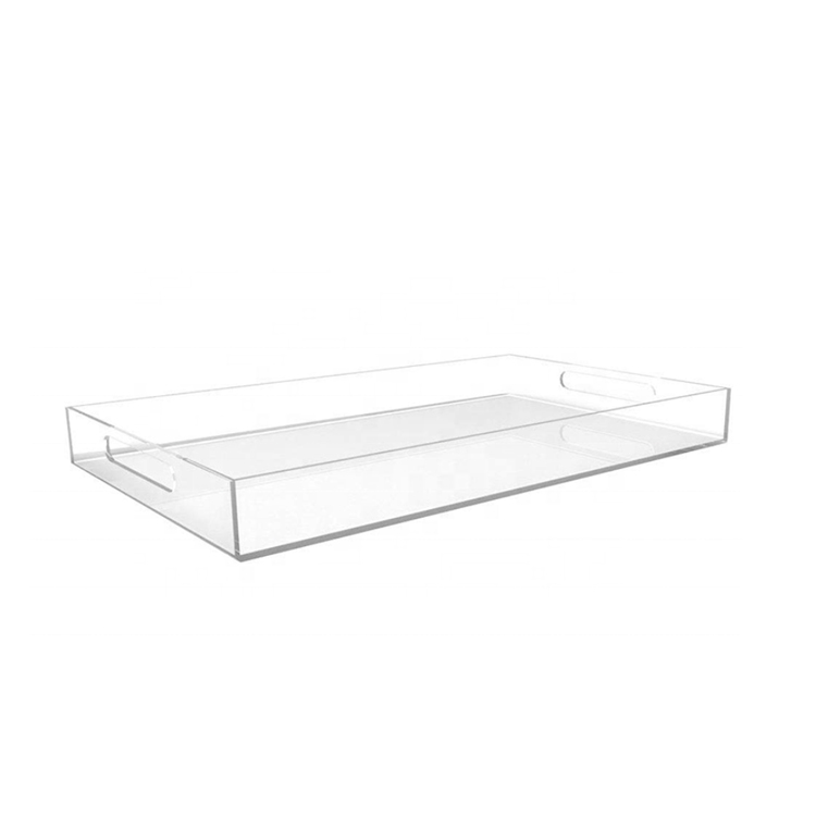 Acrylic Tray for Coffee Table, Breakfast, Tea, Food, Decorative Display,Kitchen, Vanity Serve Tray with Handles