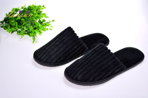 Black Coral Fleece Slipper Disposable Plush Hotel Slipper