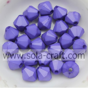 Colorful Faceted Diamond Bicone Opaque Acrylic Beads