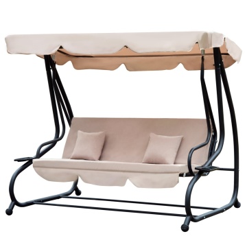 3 Person Garden Adjustable Bench: Porch Swing Bed, Outdoor Swing Chair with Canopy