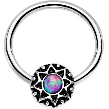 Purple Faux Opal Steel Ornate Star Rings