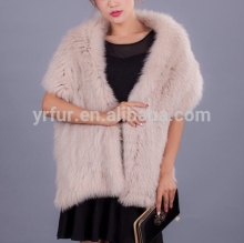YR464 Top Quality Fox Handknitted Real Fur Shawl