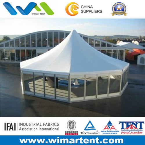 6m Polygon High Peak Tent with Glass Wall and Glass Door