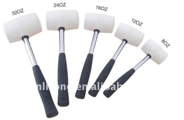 White rubber mallet with steel handle hammer