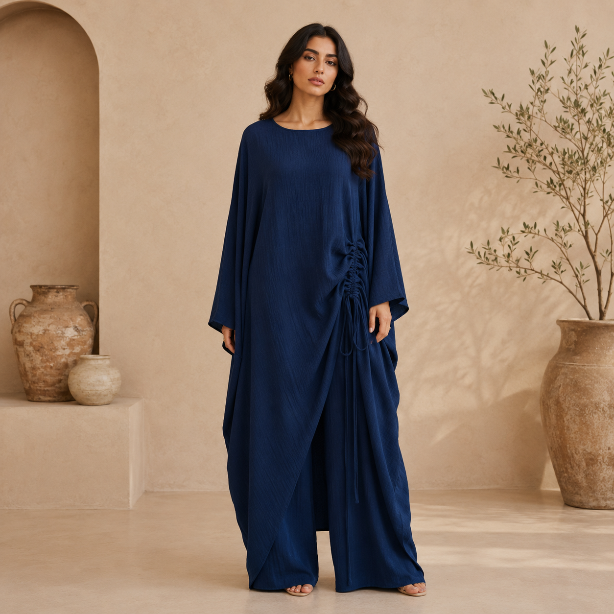 ست عبایی دو رنگ زیبا (6) Draped Modest Pants Outfit Set