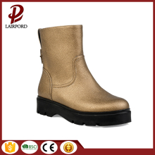 Gold PU ankle boots shoe for girl