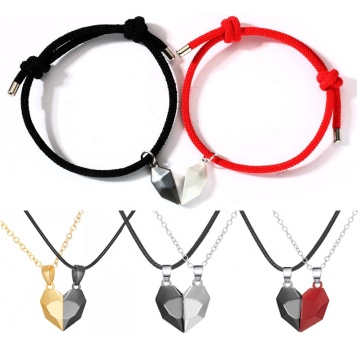 Valentine's Day Gift: 2PCS Adjustable Milan Rope Knot Heart Bracelet for Couples