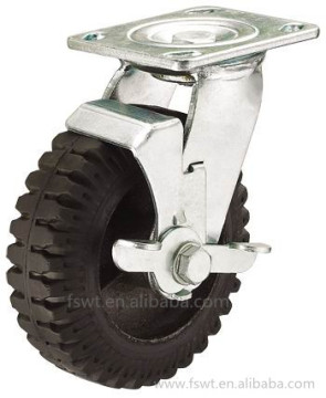 Mobile adjustable scaffold caster wheel with brake
