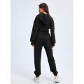 2021 Custom Womens Cropped Hoodie Tracksuit Set Fashion