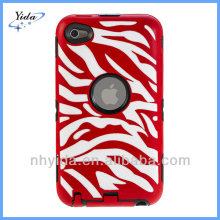 Red Zebra Silicone Hybrid Case For iPod iTouch 4