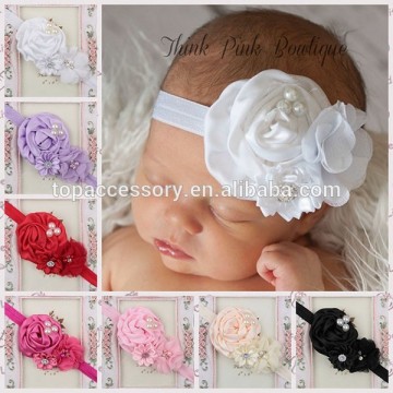 Child Hair Accessory With Flower & Pearls Decorated Baby Headbands 2015