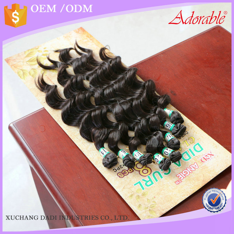 Adorable cheap premium fiber dida curly 8pcs hair weave,natural hair body wave 8/lot synthetic hair extensions for black