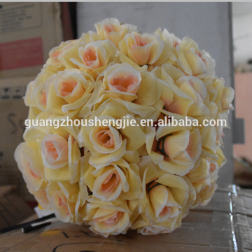 Hotsale wedding decoration silk rose flower ball cream color rose ball