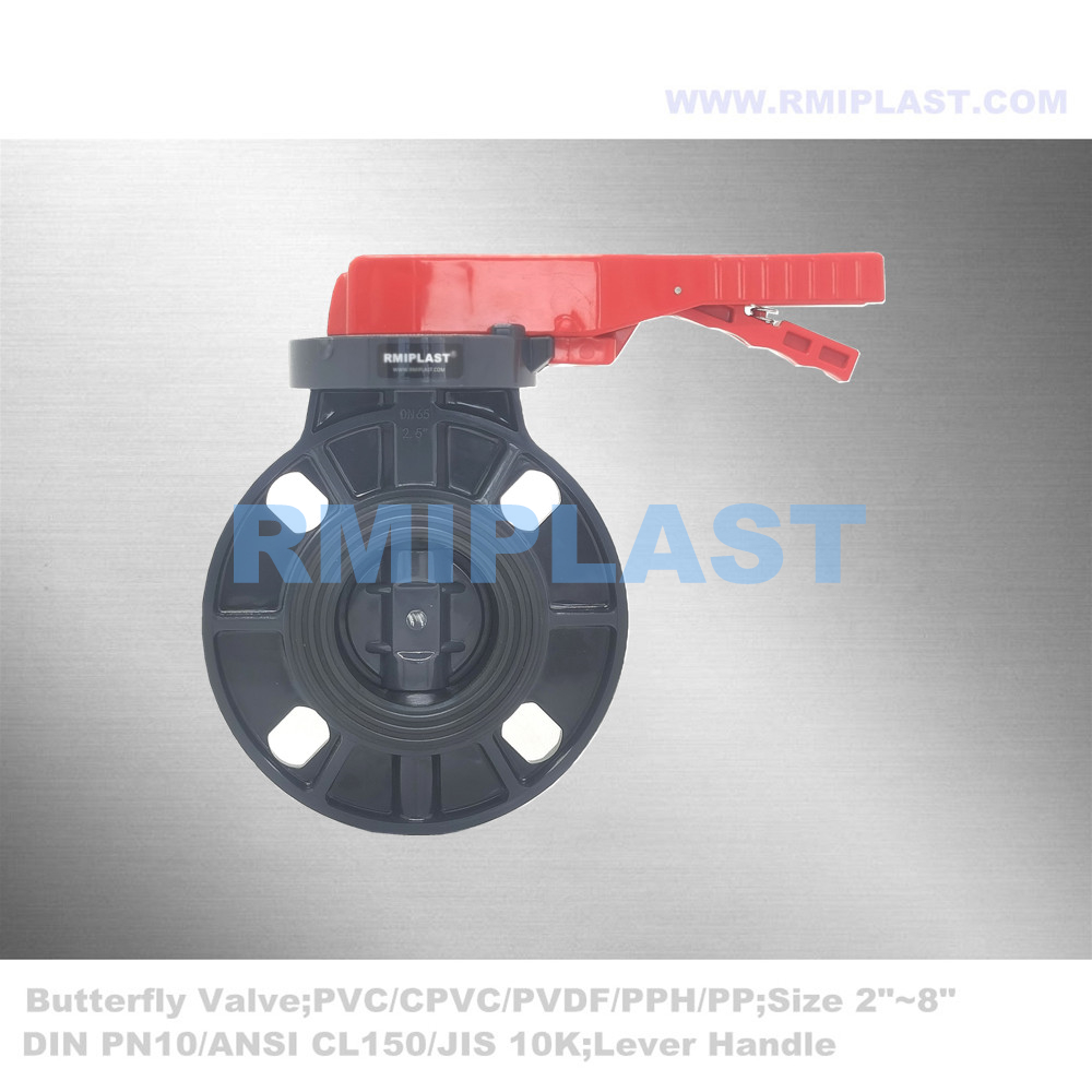 Válvula de mariposa de oblea DN50 PVC DIN2501/ANSI Class125/150