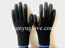 black polyster black pu coating working gloves