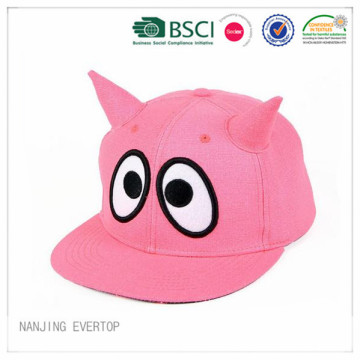 Children Cotton Flat Bill Cap with Horns