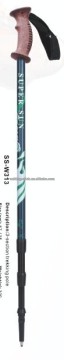 TUV/GS approved cork grip Three sections telescopic aluminium trekking poles/hiking stick/hiking canes