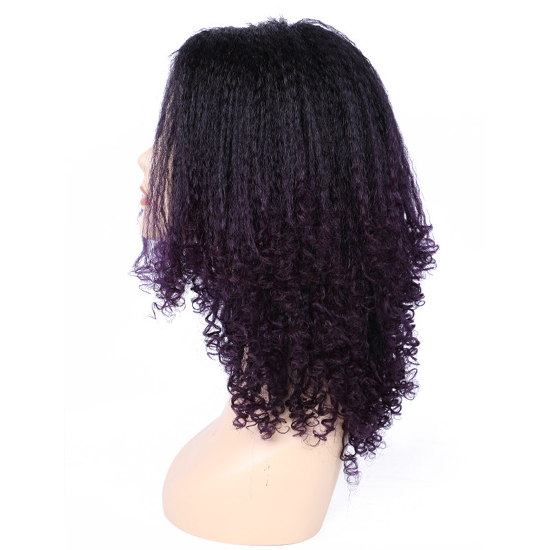 Afro Yaki Hair Wig Perm Synthetic Marley Hair Fluffy Straight Curly Natural Layered Black Ombre Non Lace Machine Sewing Wig