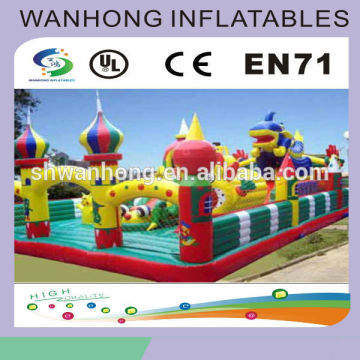 Large colorful cartoon inflatable fun city, inflatable bouncer castle