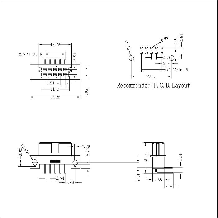 DFR-XX-XXX-222 DIN41612 Right Angle Female Type 0.33Q Connectors-Inversed 10 Positions