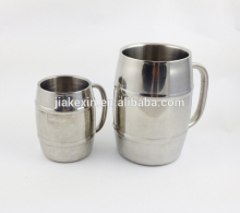 Double Wall Barrel Shaped Stainless Steel Beer Mug 18OZ