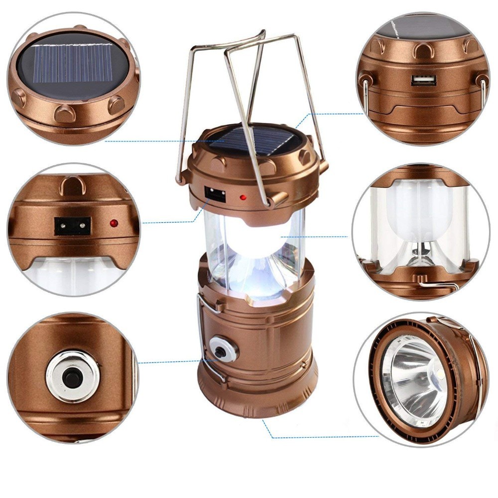 2 Pack Handheld Lantern 5v USB Charger Solar Rechargeable LED Camping Lantern For Hurricane