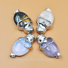 2016 Fashion Sliver Natural Gemstonel Stone Pendant necklace