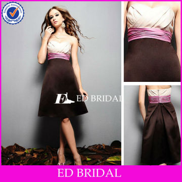 Sweetheart Two Tone Evening Dress Pleated Satin Short