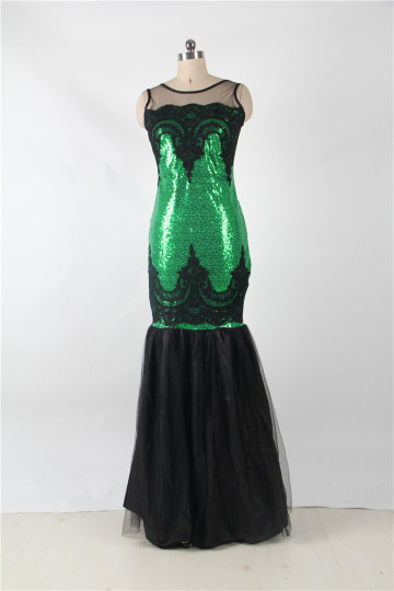 Newest Green Sequin Stretch Fishtail Fitted Maxi Skirt