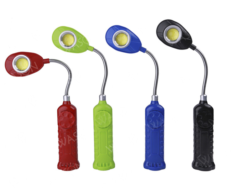 New Popular Free Rotation Gooseneck Dimmable Magnetic Cob Wide Beam Flexible Led Working Light AAA Battery Operated Torch Light