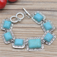 Wholesale Turquoise Real Natural Stone Square Jewelry Beaded Bracelet