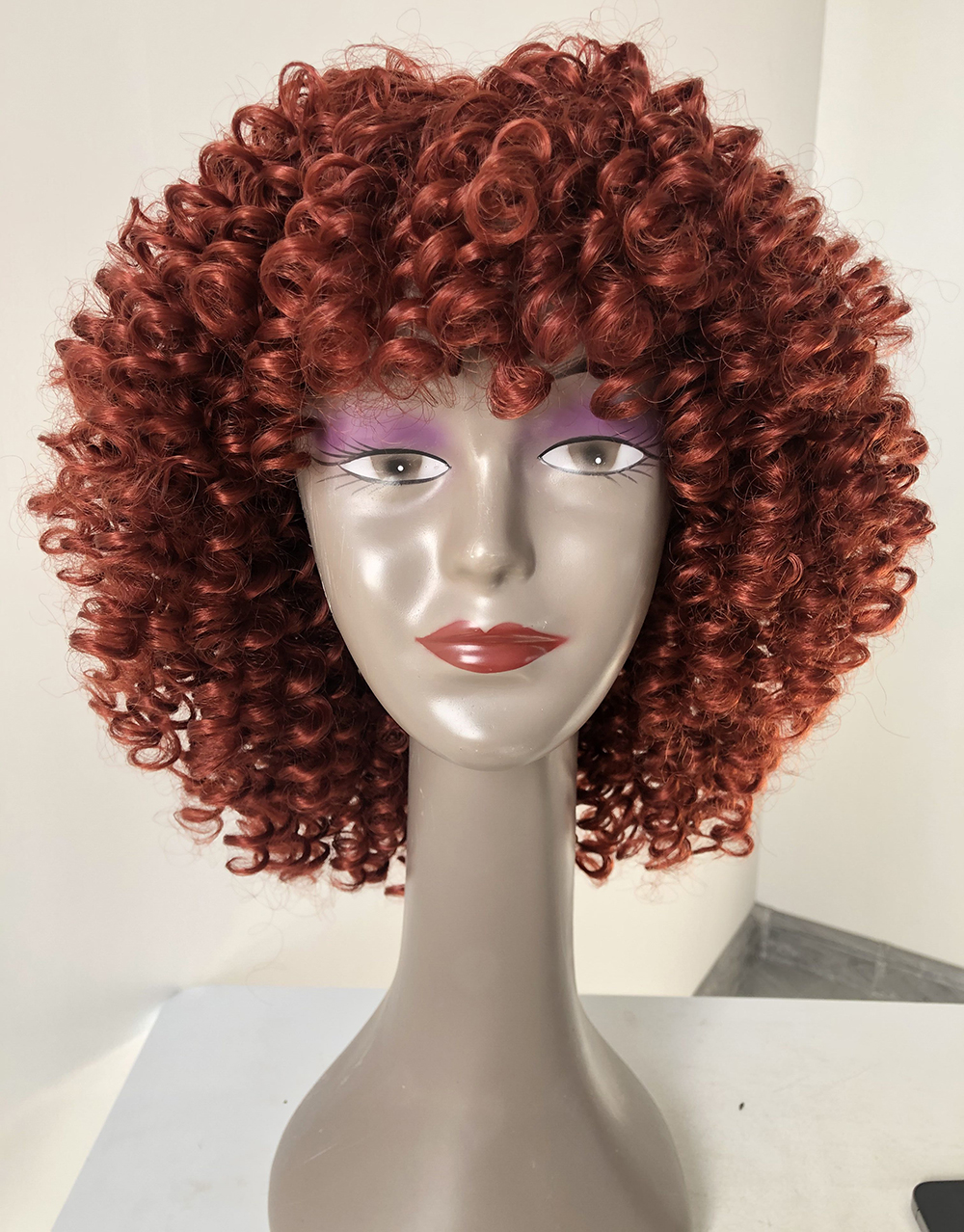 African with bangs for black women wigs synthetic glueless cosplay wig high temperature ombre curly party natural short afro wig