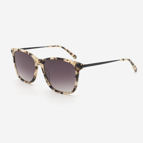 Square Acetate And Metal Combined Unisex Sunglasses 23A8115
