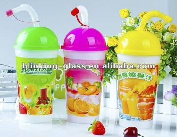 double wall plastic cups with straw - 650ml