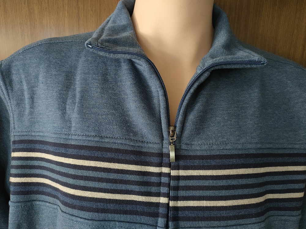 MENS KNIT ZIP THRU TOP W CHEST PANEL