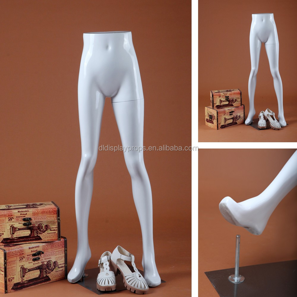 Female garment tools leg mannequin pant model glossy white fiberglass lower body mannequin with base