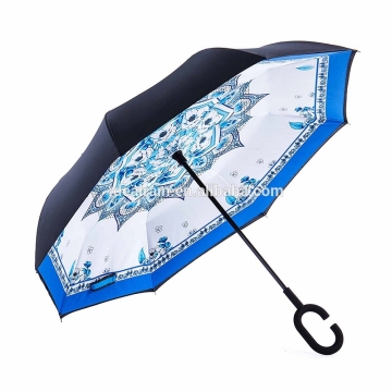 Windproof self-stand umbrella reverse folding umbrella