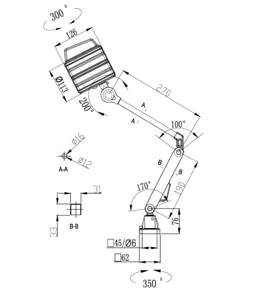 Oil Proof LED Machine Tool Light  DRAWING