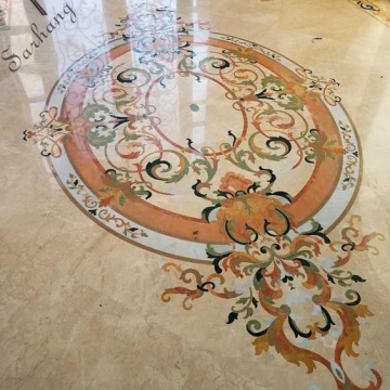 Floor Inlay waterjet marble medallion Pattern